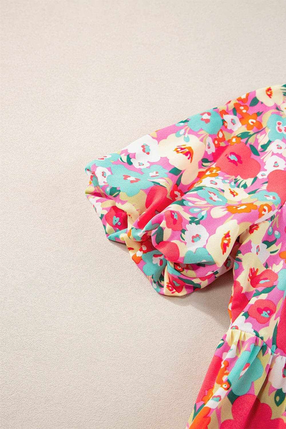 Floral peplum blouse - v-neck, short sleeve - Love Salve